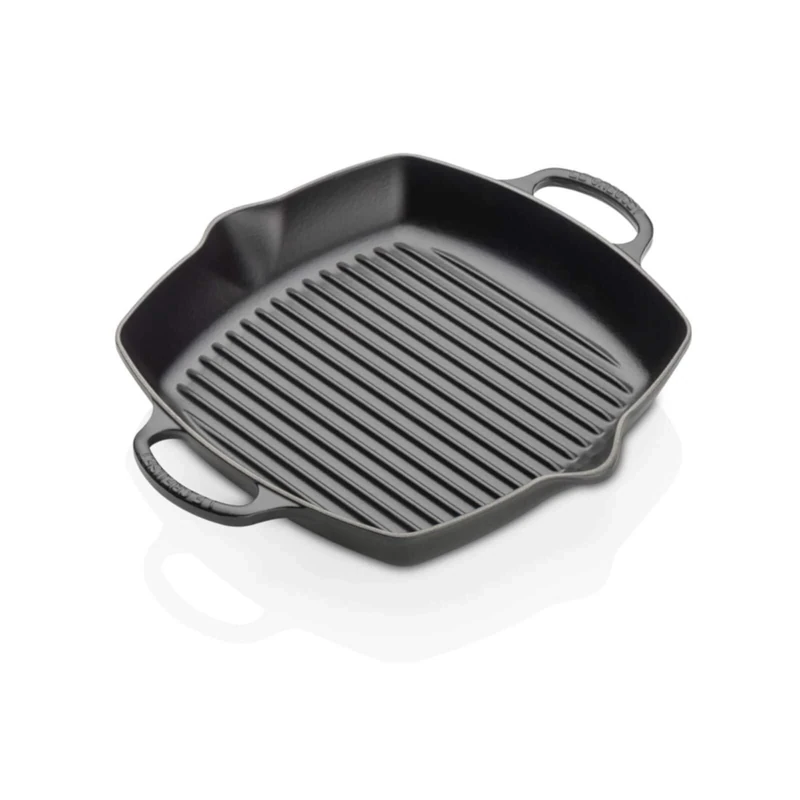 LE CREUSET Signature Enamelled Cast Iron Square Griddle Pan with 2 Handles 30cm Matte Black, 20200300000422