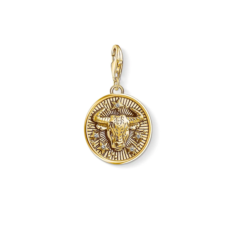 Thomas Sabo Women Charm Pendant Zodiac Sign Taurus Charm Club 925 Sterling Silver 1653-414-39