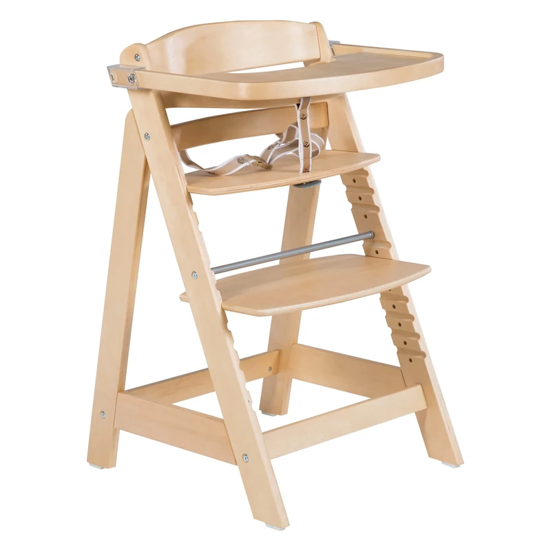 roba Stair High Chair Sit Up Click & Fun - High Chair Including Removable Tray and Rail - Innovative Click Lock - Grows from Baby High Chair to Youth Chair - Natural Wood