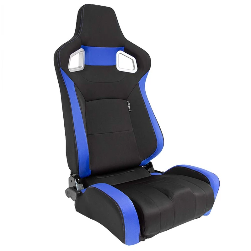AutoStyle Sport seat 'RS6-II' - Black/Blue Fabrics - Dual-side reclinable back-rest - incl. slides