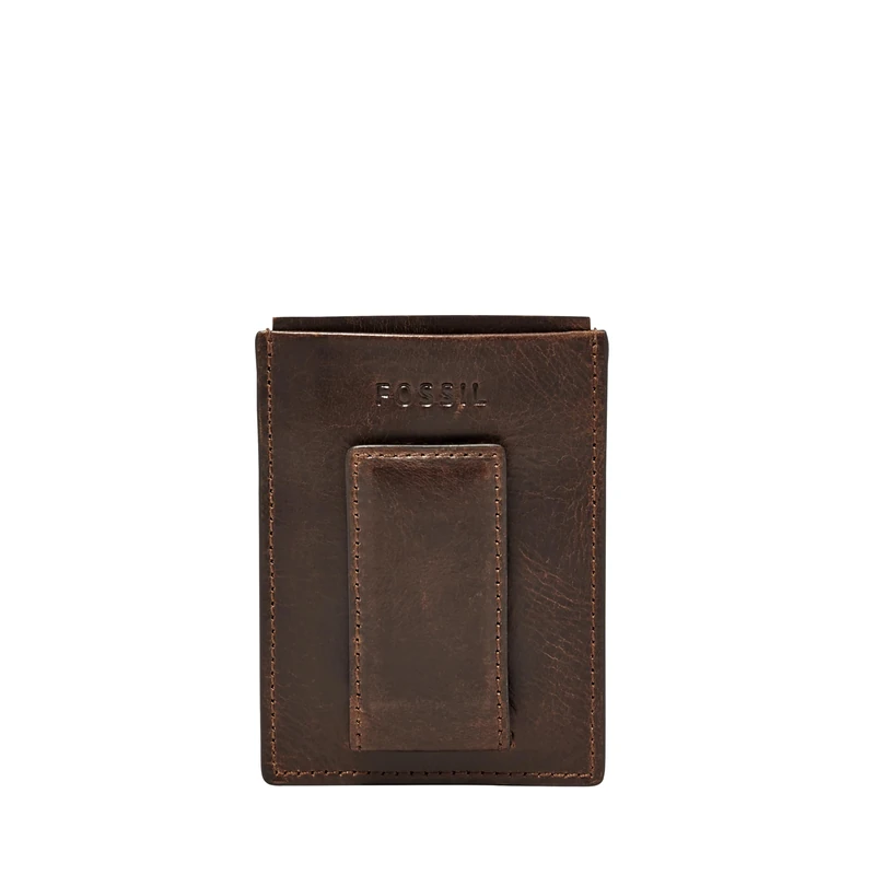 Fossil Wallet for Men Derrick, Leather Card Case brown L 7 cm x W 1 cm x H 9.5 cm ML3812201