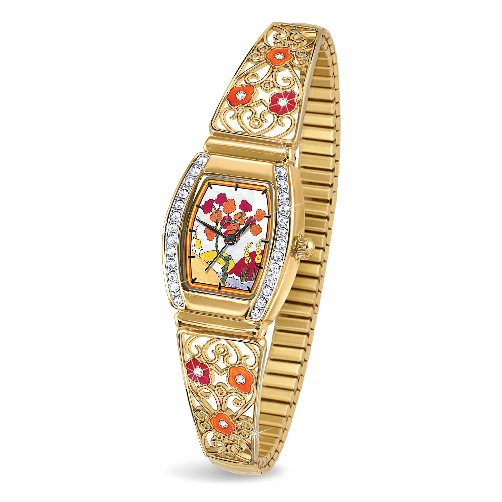 The Bradford Exchange Clarice Cliff-Inspired Art-Deco Ladies’ Watch – Art Deco-Inspired Clarice Cliff-Style Watch with Enamel and Gold-Plating. Exclusive to