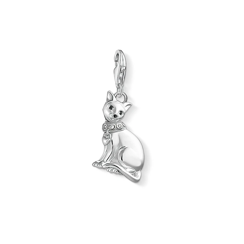 Thomas Sabo Women Charm Pendant Siamese Cat Charm Club 925 Sterling Silver 1511-041-25