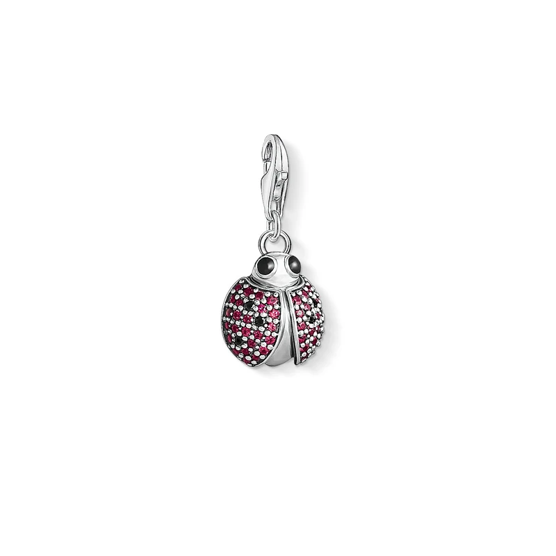 Thomas Sabo Women Charm Pendant Ladybird 925 Sterling Silver, Blackened, Black Enamelled 1517-390-10 - Image 1