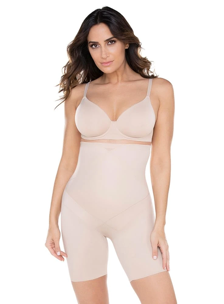 Miraclesuit Shapewear Women's Tummy Tuck High-Waist Thigh Slimmer Nude Small