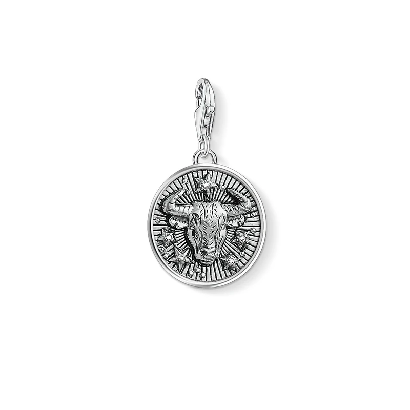 Thomas Sabo Women Charm Pendant Zodiac Sign Taurus Charm Club 925 Sterling Silver 1641-643-21