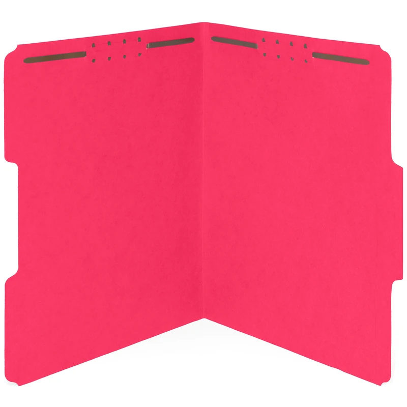 50 Red Fastener File Folders - 1/3 Cut Reinforced Assorted Tab - Durable 2 Prongs Designed to Organize Standard Medical Files, Law Client Files, Office Reports - Letter Size, Red, 50 Pack