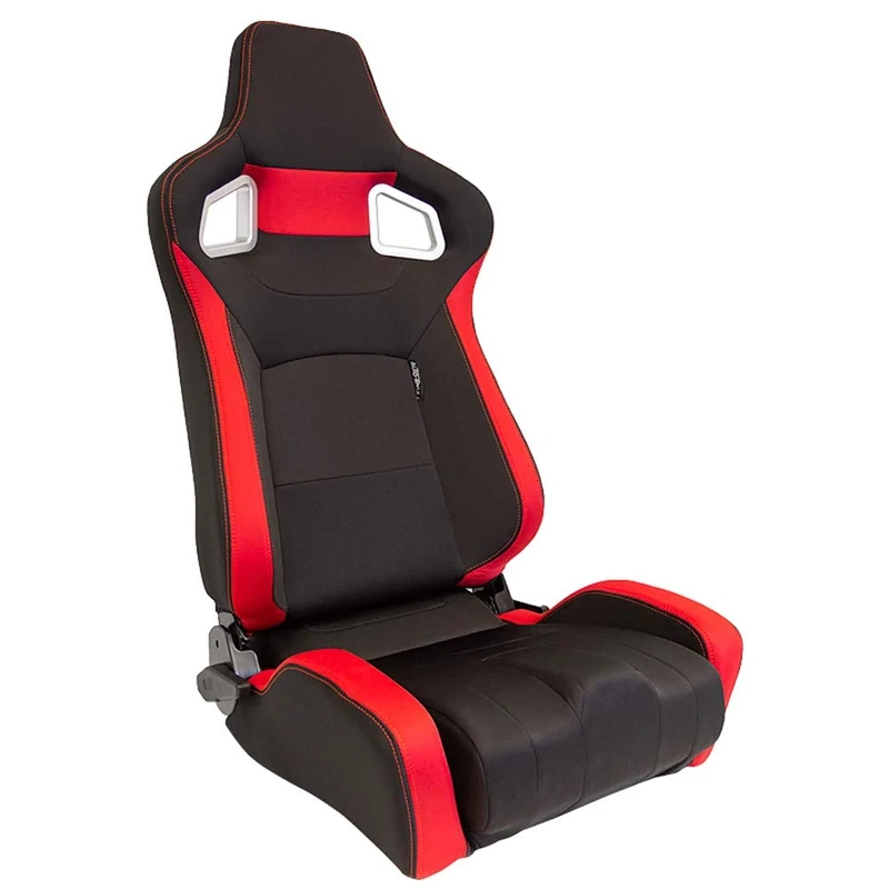 AutoStyle Sport seat 'RS6-II' - Black/Red Fabrics - Dual-side reclinable back-rest - incl. slides