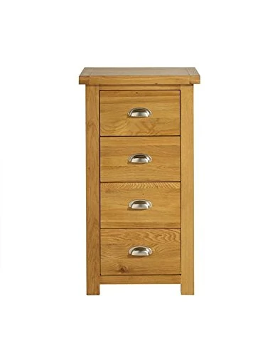 Birlea Woburn 4 Drawer Narrow Chest, Wood, Oak, 38 x 55 x 100 cm