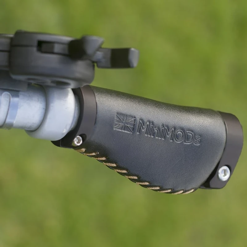 MiniMod's Short Ergonomic BROMPTON Leather Grips M/H/S type Handlebar BLACK