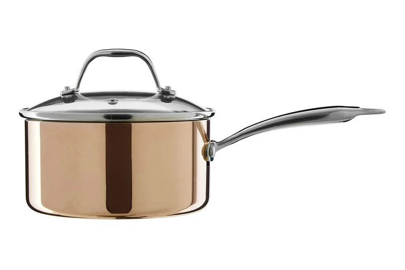 Premier Housewares Minerva Saucepan, Copper Cooking Pot for Kitchen, Glass, Stainless Steel, 38cm