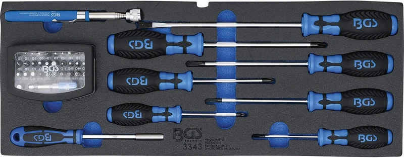 BGS 3343 | Foam Tray for BGS 3312: Screwdriver, Bit Set and magnetic Lifter | 41 pcs.