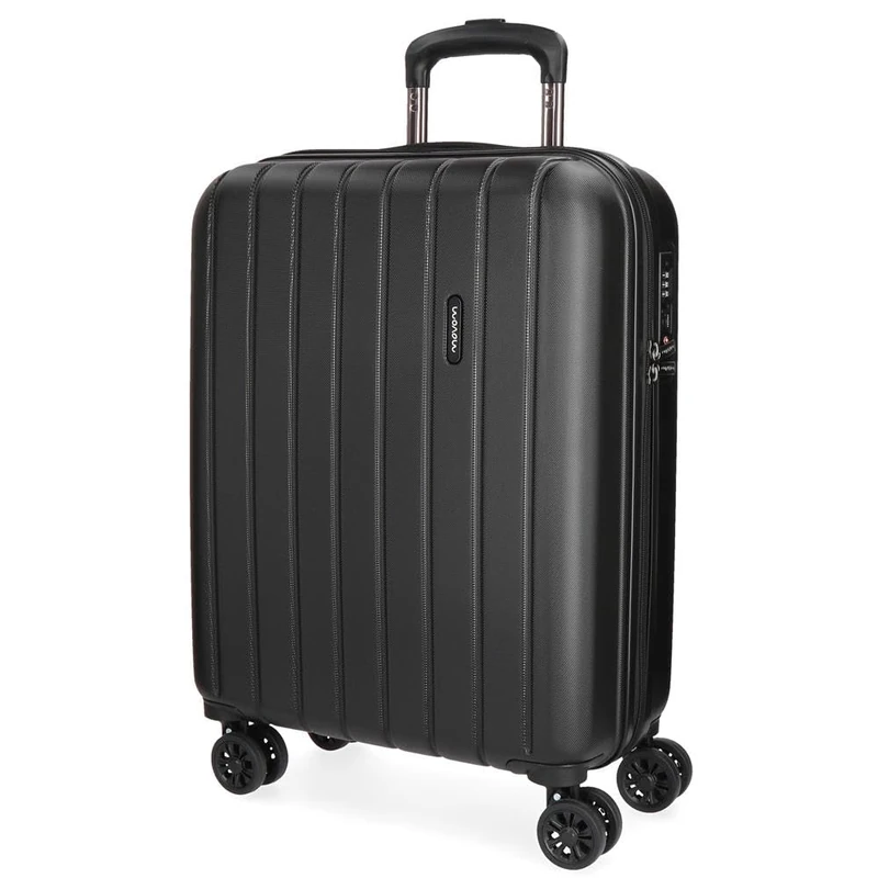 Movom Wood Black Cabin Suitcase 40 x 55 x 20 cm Rigid ABS TSA Lock 38 Litre 2.9 kg 4 Double Wheels Hand Luggage