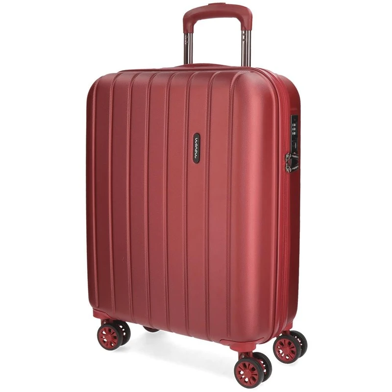 Movom Wood Red Cabin Suitcase 40 x 55 x 20 cm Rigid ABS TSA Lock 38 Litre 2.9 kg 4 Double Wheels Hand Luggage