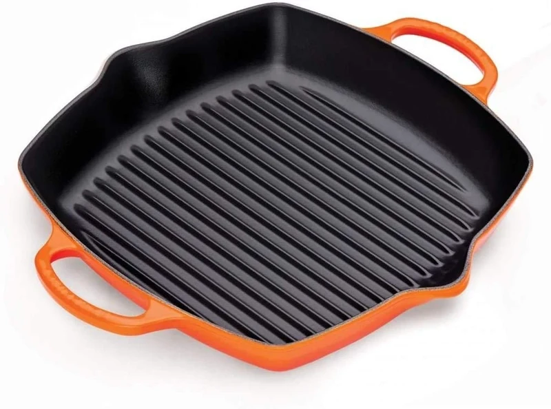 LE CREUSET Signature Enamelled Cast Iron Square Griddle Pan with 2 Handles 30cm Volcanic, 20200300900422