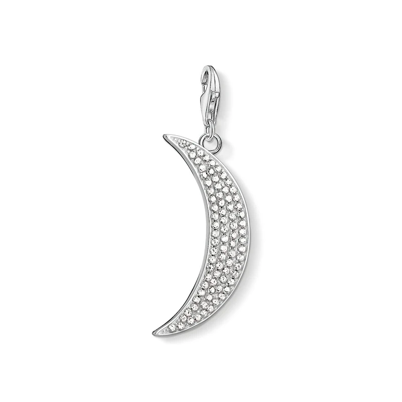 Thomas Sabo Women Charm Pendant Moon PAVÉ 925 Sterling Silver Y0009-051-14 - Image 1