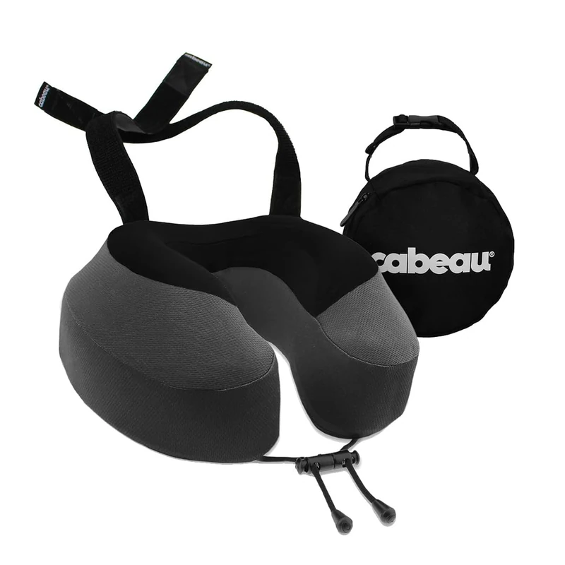 Cabeau Evolution S3 Travel Pillow – Straps to Airplane Seat – Ensures Your Head Won’t Fall Forward – Relax with Plush Memory Foam – Quick-Dry Fabric Keeps You Cool and Dry (Steel)…