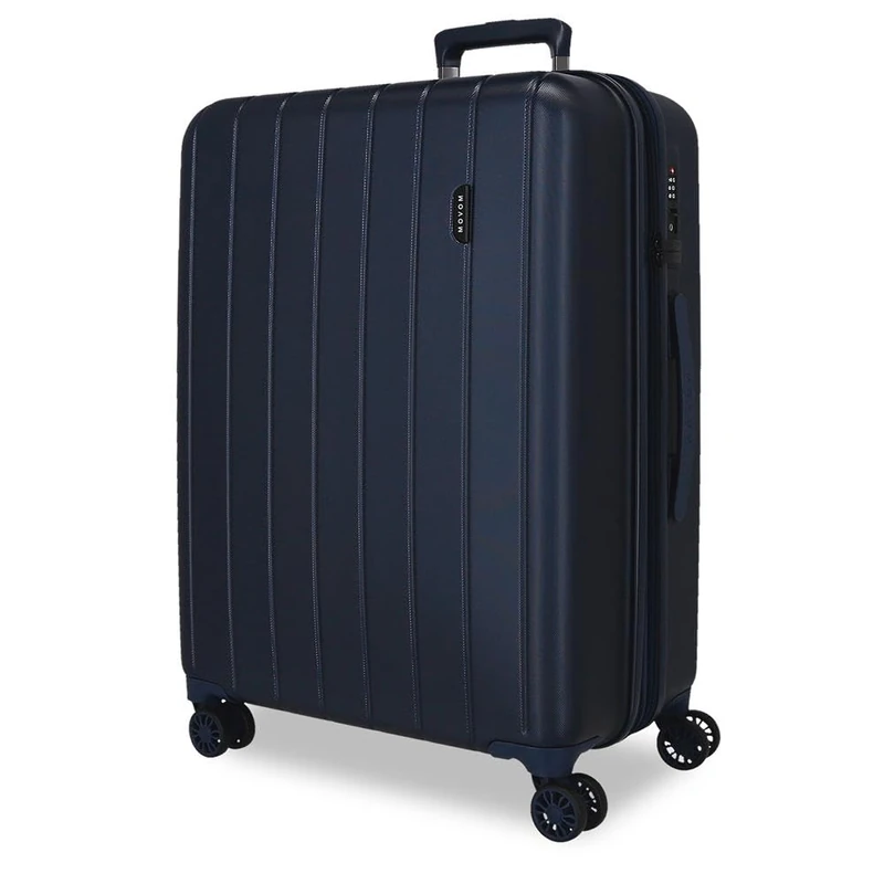 Movom Wood Blue Big Suitcase 52x75x33 cm Rigid ABS TSA Lock 109 Litre 4.9 kg 4 Double Wheels