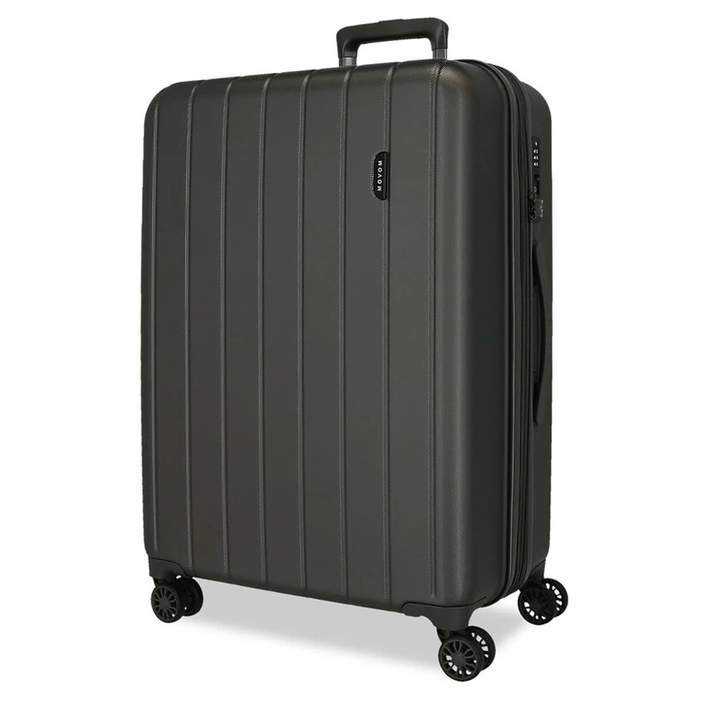 Movom Wood Grey Big Suitcase 52x75x33 cm Rigid ABS TSA Lock 109 Litre 4.9 kg 4 Double Wheels
