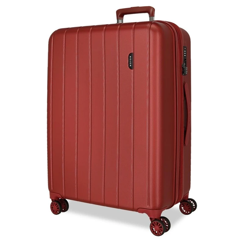 Movom Wood Red Big Suitcase 52x75x33 cm Rigid ABS TSA Lock 109 Litre 4.9 kg 4 Double Wheels
