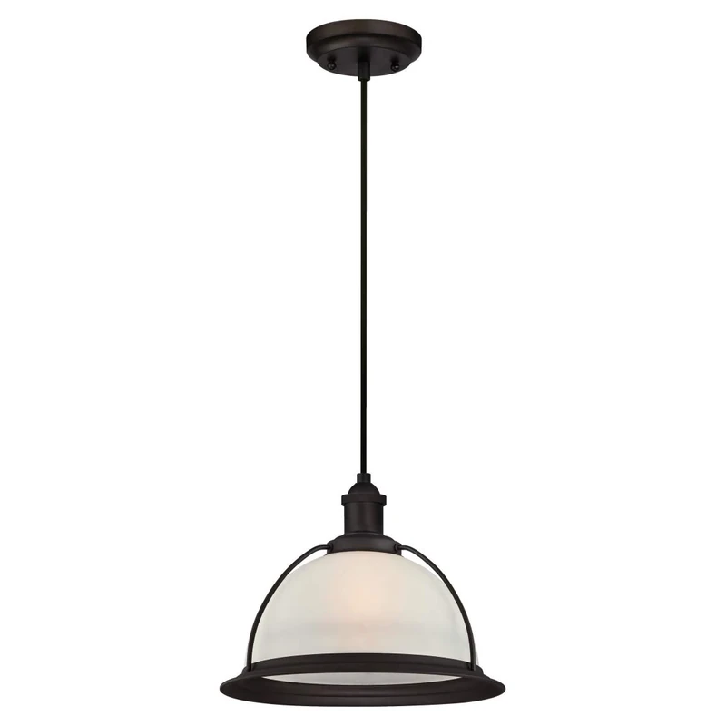 63369 One-Light Indoor Pendant, Oil Rubbed Bronze Finish with Frosted Glass