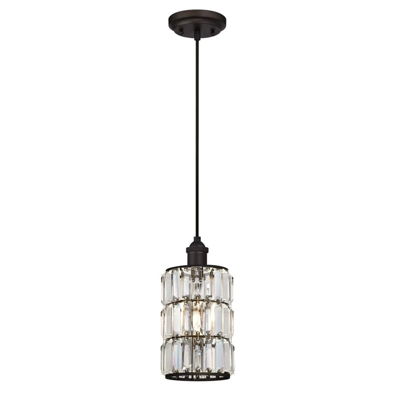 63384 Sophie One-Light Indoor Pendant, Oil Rubbed Bronze Finish with Crystal Prism Glass