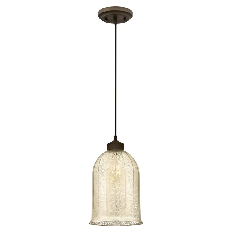 63286 One-Light Indoor Pendant, Oil Rubbed Bronze Finish with Antique Mirror Glass