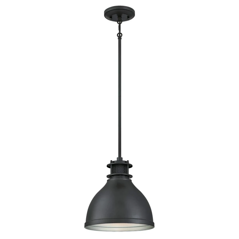 63268 One-Light Indoor Pendant, Matte Brushed Gun Metal Finish with Mesh Detail