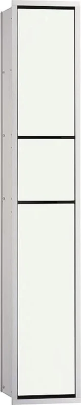 Emco Asis 150 flush-mounted module for the guest, bathroom paper, waste bin and toilet brush holder, tall cabinet with push to open function, optiwhite, Metal