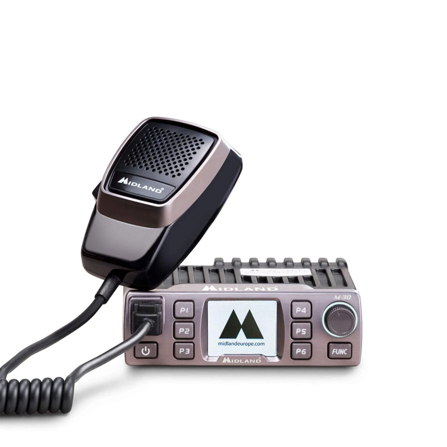 Midland - CB Radio M30 Premium High-Rang with Microphone, Multi Function CB Radio Complete Kit, 6 Programmable Keys Dual Watch Function, Multicolour TFT Display, Automatic Switch-on - Mounting Bracket