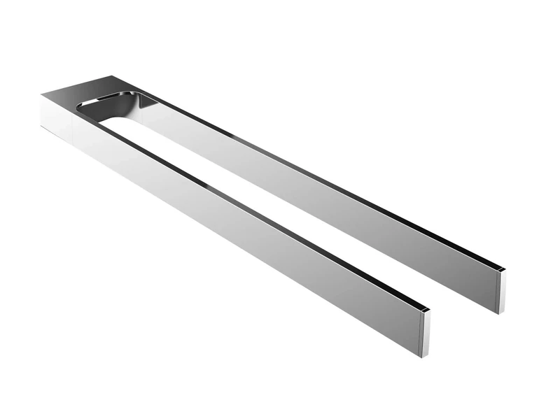 Emco ART Double Arm Wall Mounted Towel Rack, Rigid Metal Bath Towel Rail, Towel Rail for Two Towels, Chrome
