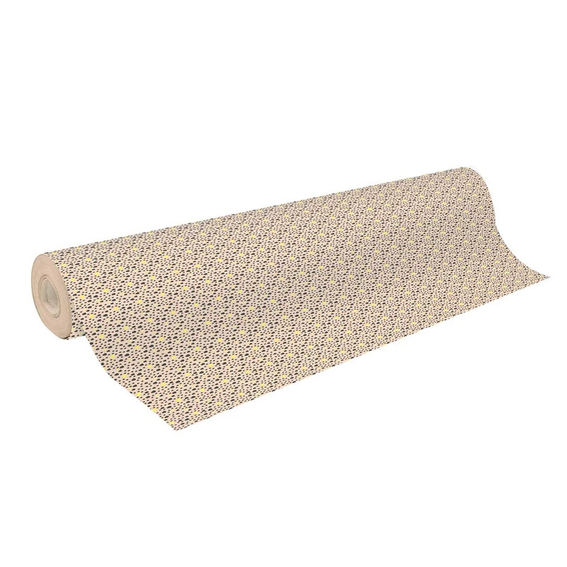 Clairefontaine 223812C - A Reel of Recycled Raw Kraft Paper - 50mx70 cm - 70g - Pattern: Black Seeds/Neon Yellow - Recycled Paper, Ideal for Gift Wrapping