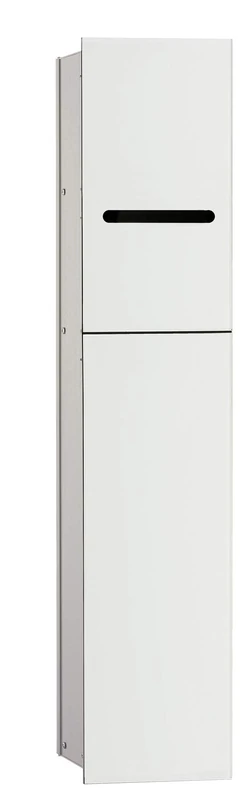 emco ASIS 2.0 Flush-Mounted Cabinet Module for Toilet Brush Set, Bathroom Cabinet with Toilet Roll Holder and Extra Compartment, Tall Cabinet with Push to Open Function, Optiwhite