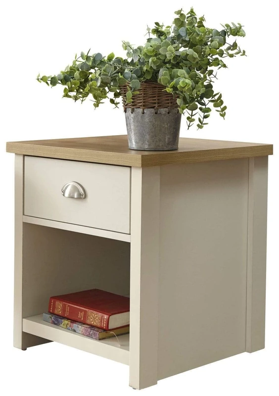 GFW Lancaster Living Room Lamp Table, 45 cm Width x 50 cm Height x 45 cm Depth, Cream