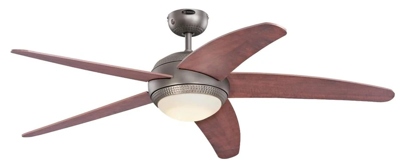 Westinghouse Lighting 72071 Bendan LED 132 cm Five-Blade Indoor Ceiling Fan, Dark Pewter Finish with Hammered Accents, Dimmable LED Light Kit with Opal Frosted Glass, Remote Control Included