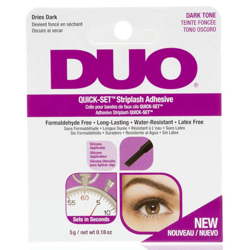 Duo Quick Set Dark Lash Glue, Striplash Adhesive, Latex Free, Rapid Dry, Easy Use, Dries Black, False Eyelash Glue, 5 g, (Pack of 1)