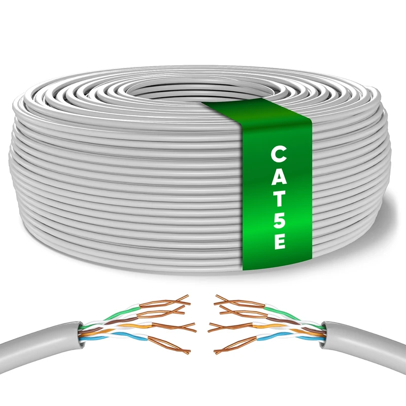 Mr. Tronic Bulk Cat 5E Ethernet Cable 100m, High Speed LAN Ethernet Network Cable, 100m Bulk Cat5E Internet 1 Gbps, 100 MHz, ADSL AWG24, UTP CCA (100 Meters, Grey)