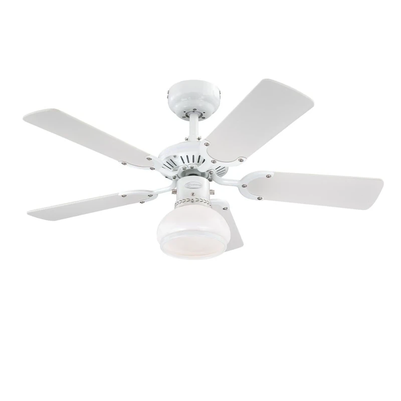 Westinghouse Princess Radiance II Indoor Ceiling Fan, Metal, White Finish with Reversible White/Beech Blades, 7870440