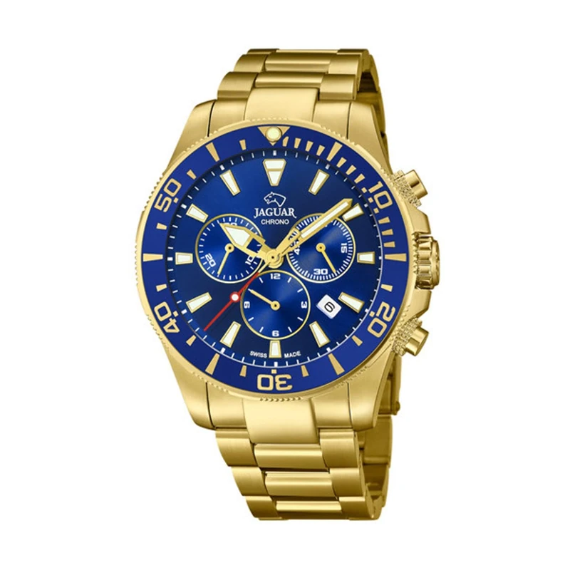 JAGUAR Watch Model J864/2 from Executive Collection, 43.5 mm Blue case with Plated Steel Strap for Men, one Size, 43.5, Bracelet
