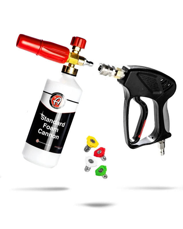 Adam's Standard Foam Cannon & Snub Nose Combo - Foam Cannon Soap Sprayer for Car Wash, Patio & House Cleaning | Sprayer Cleaner Cannister for Pressure Washer