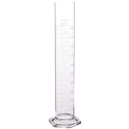Cole-Parmer Essentials Graduated Cylinder, Glass, Hexagonal Base, 2000 mL; 1/PK - Image 1