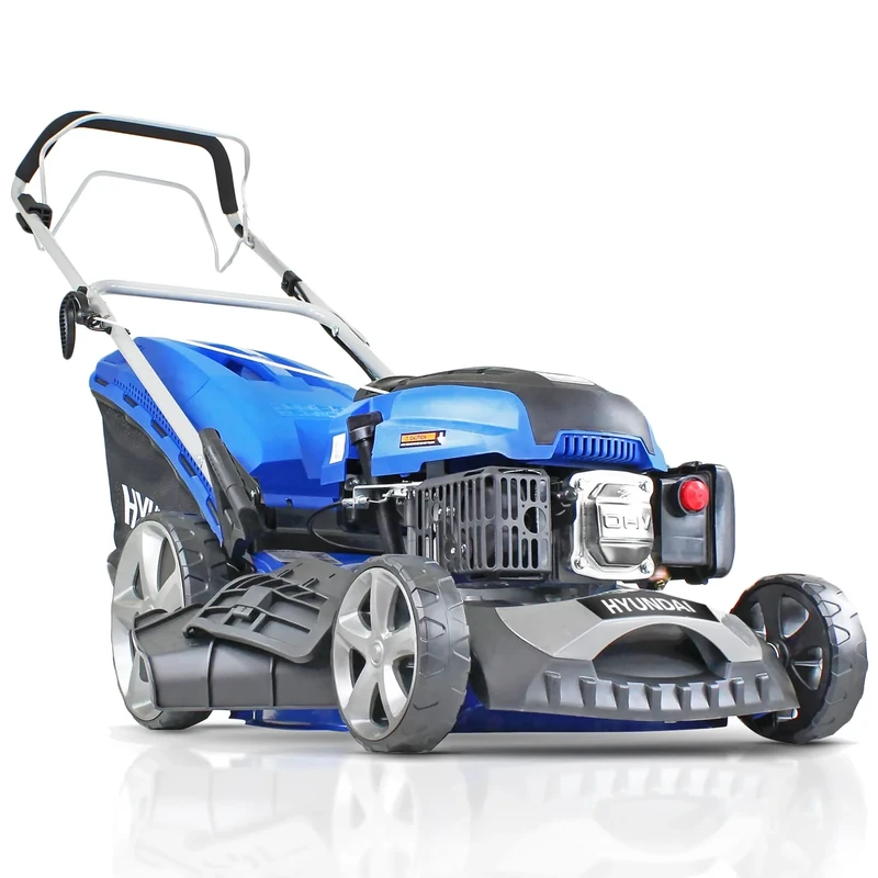Hyundai 46cm Petrol Lawnmower Self-Propelled, 460mm / 18'' Cutting Width Lawn mower, 3.5HP 4-Stroke Petrol Engine, Foldable Handles, Mulching Lawn mower, 3 Year Warranty
