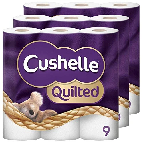 Cushelle Quilted 9 Roll Toilet Roll Tissue Paper (3 Packs (27 Rolls))