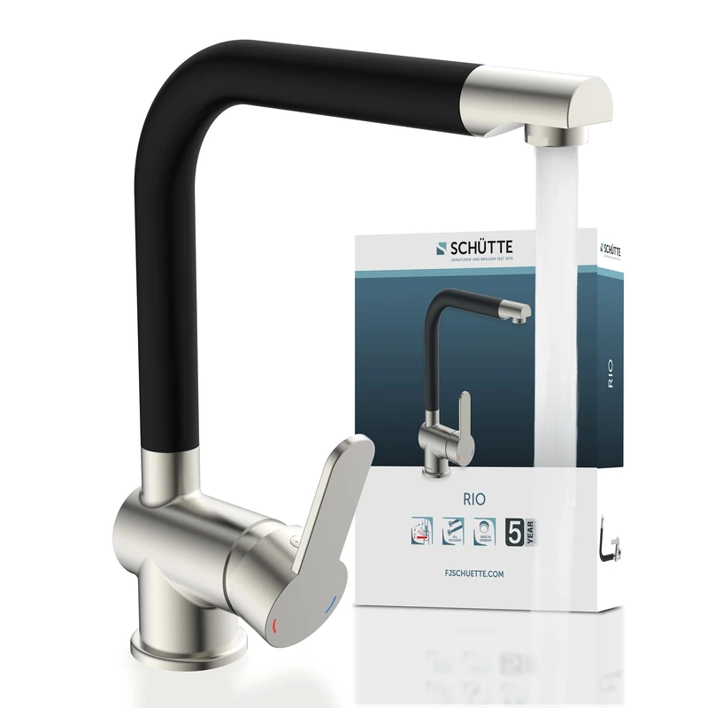 Schütte Rio 79866 Kitchen Sink Mixer Tap Stainless Steel Effect Matt Black