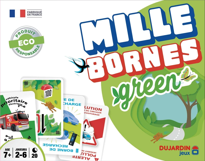 Dujardin – Mille Bornes Green – Board Game – Card Game – Reach 1000 Terminals First – To Play with Family or Friends – 2 Players to 8 Players – From 7 Years