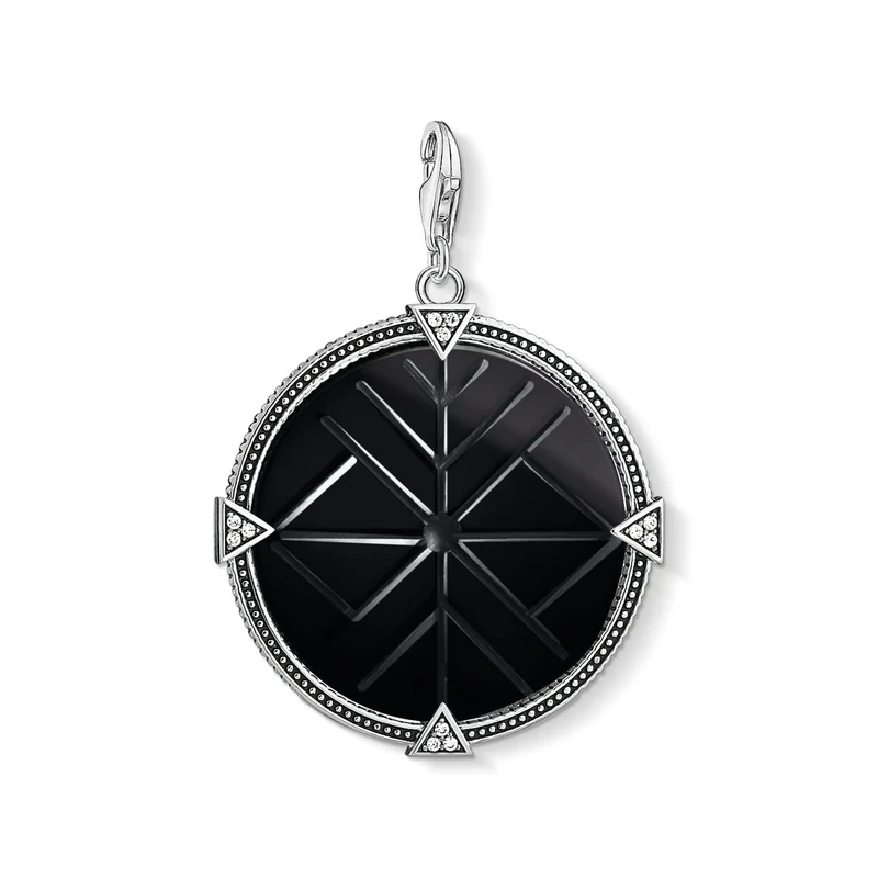 Thomas Sabo Unisex Charm Pendant Vintage Coin Black 925 Sterling Silver, Blackened Y0011-508-11