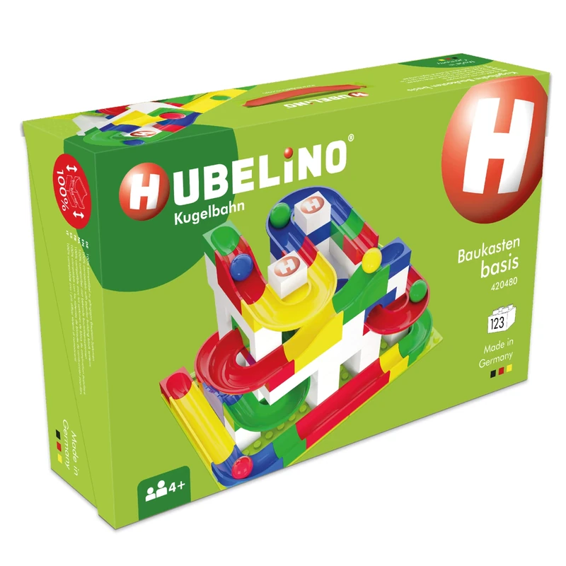 Hubelino 420480 Basic Building Box Marble Run, Compatible with Popular Building Block System, 123 pieces, for Ages 4 and Up, (Made in Germany)…