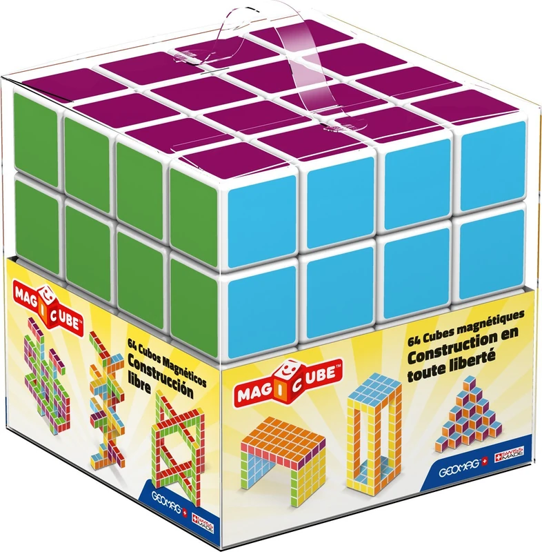 Geomag Magicube 129 - 64 Piece Multicoloured Magnetic Cube Set