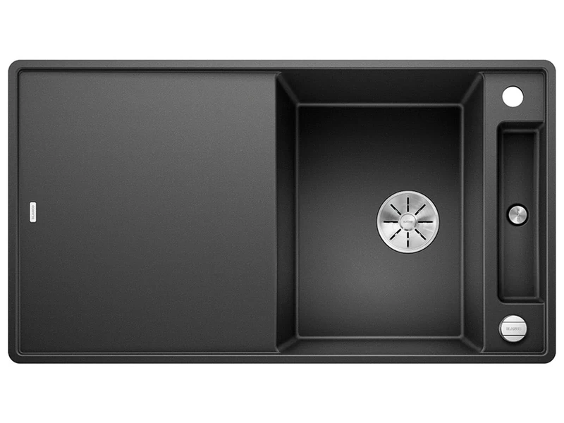 BLANCO AXIA III 5 S-F Granite Sink Made of Silgranit Anthracite Installation Type: Flush-Mounted Reversible with Wooden Cutting Board for 50 cm-Wide Base Cabinets Easy-to-Clean Surface