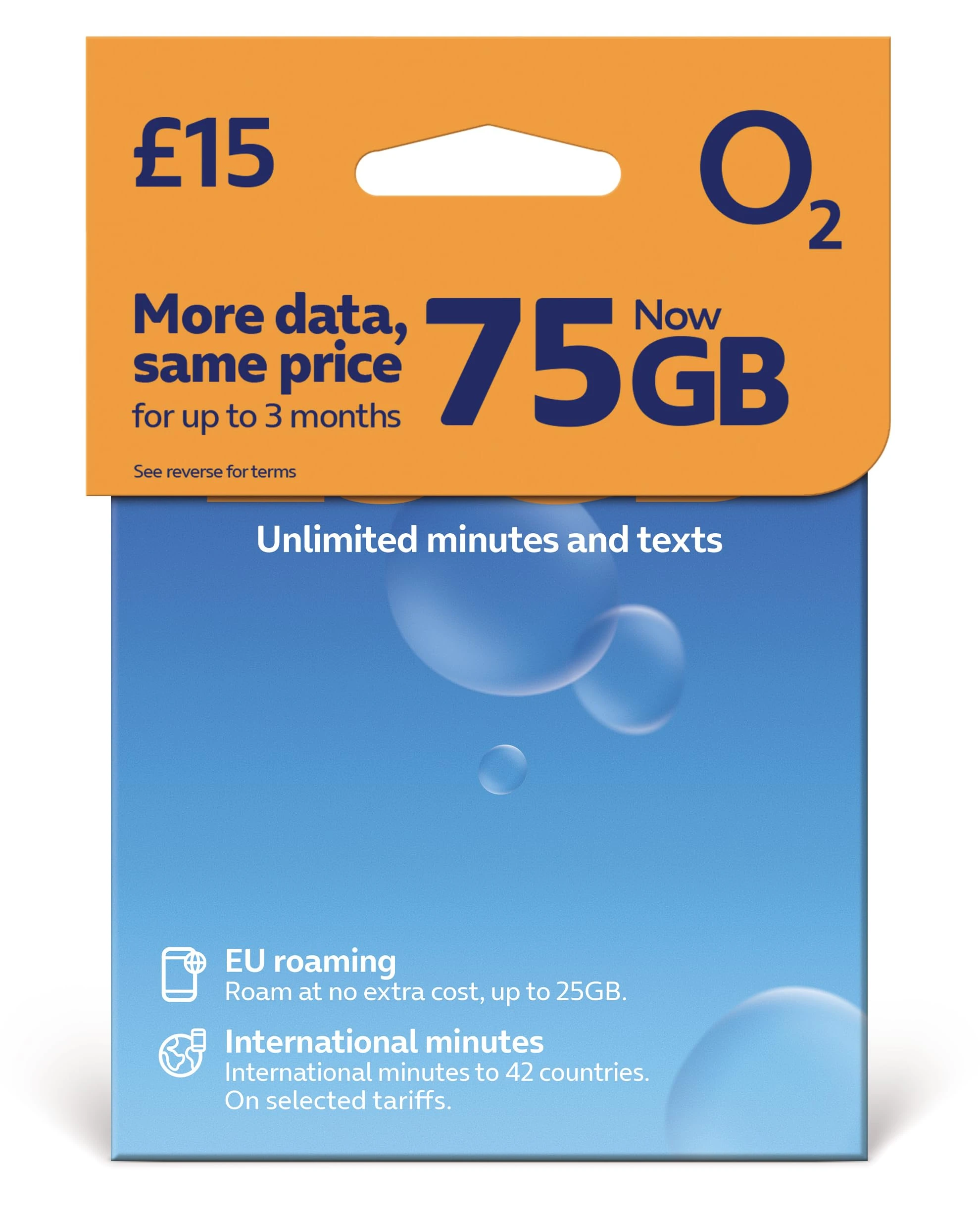 O2 SIM Card UK & EUROPE PREPAID PAYG £15 Bundle 25GB + (50GB FREE DATA every month for 3 months with regular top ups) ROAMING ALLOWANCE 25GB (Promotion request deadline of 07.01.2026)